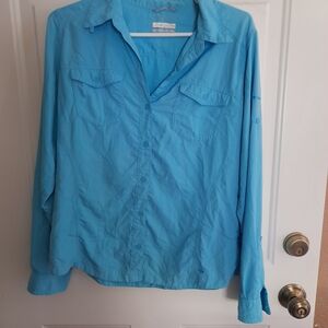 Columbia Omni-Shade UV Protection Long Sleeve Shirt – Bright Blue, Size L
